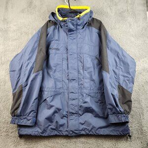 Columbia Hooded Winter Jacket Parka Coat Full Zip Men's 2XL Blue Ski Snowboard